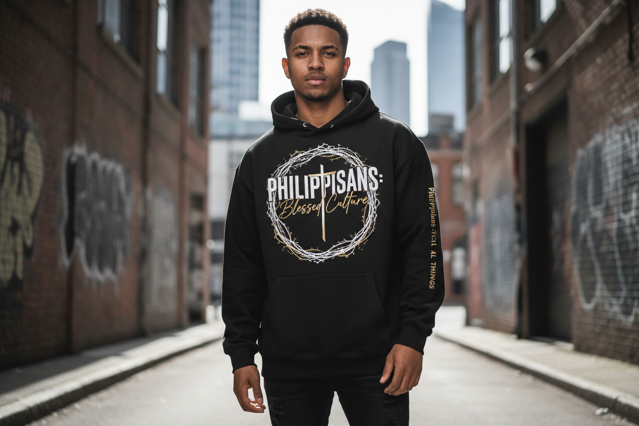christian like street wear.name of the brand is Phillipians: Blessed culture