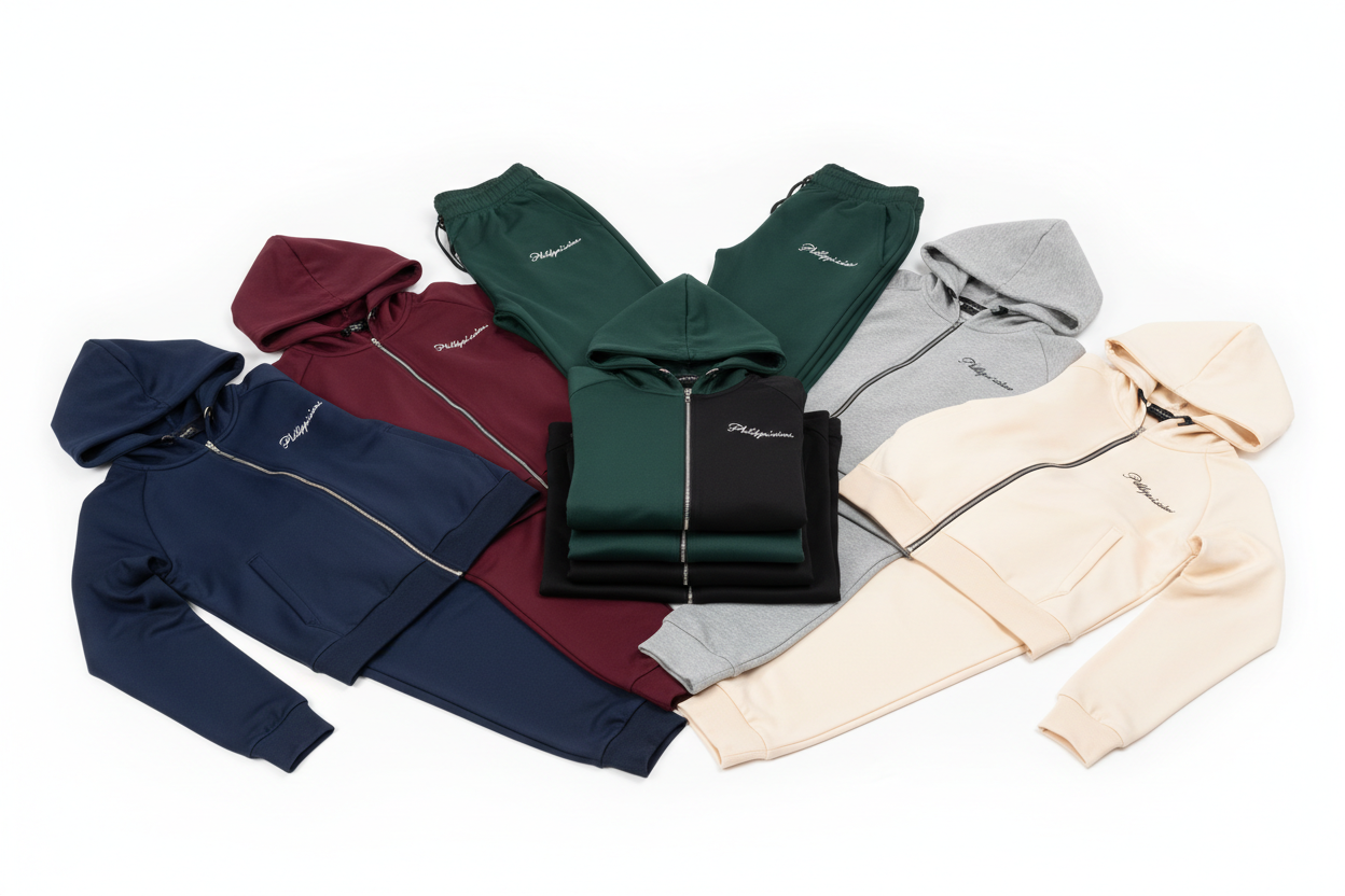 different colours of track suits of the brand "Philippians:blessed culture"